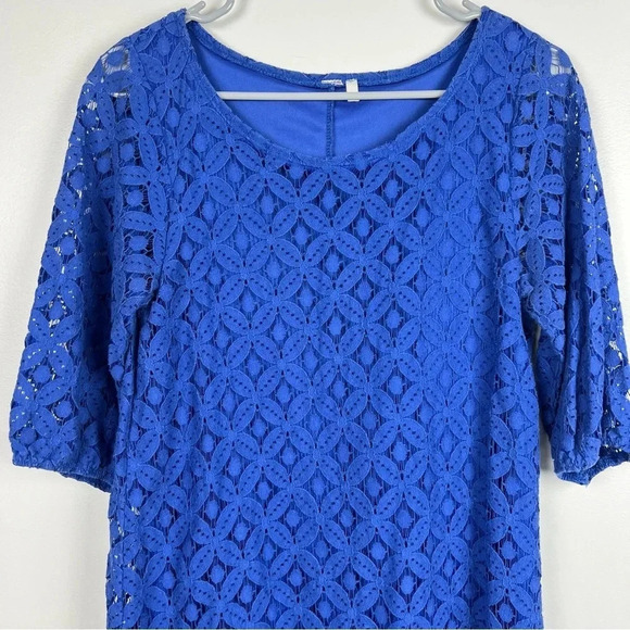 Everly Blue Lace Mod Shirt Dress Woman's Size Small - Picture 3 of 9